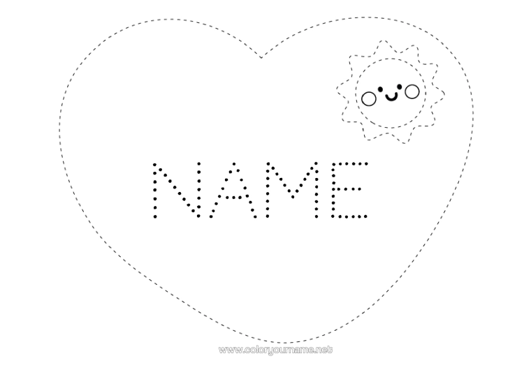 Colouring page to print Heart Sun Children's Activities Big Heart Nanny Easy Colouring Pages Trace And Colour.