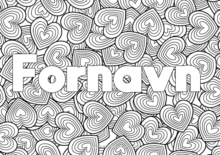 Fargeleggingssiden til utskrift Hjerte Jeg Elsker Deg. Komplekse Fargelegginger Zentangle Dekorativ Bakgrunn