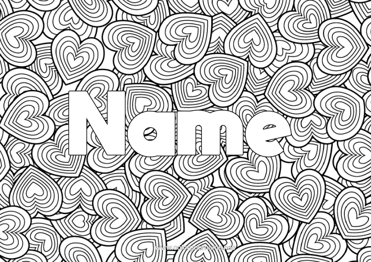 Colouring page to print Heart I Love You. Complex Colouring Pages Zentangle Decorative Background