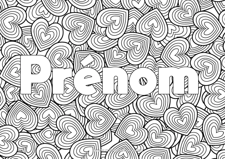 Coloriage à imprimer Coeur Je T'aime Coloriages Complexes Zentangle Fond Décoratif