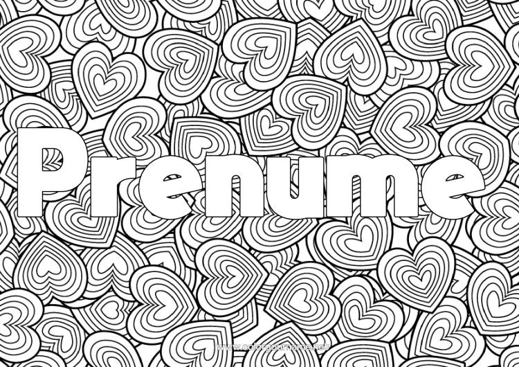 Pagină de colorat de imprimat Inimă Te Iubesc. Desene De Colorat Complexe Zentangle Fundal Decorativ