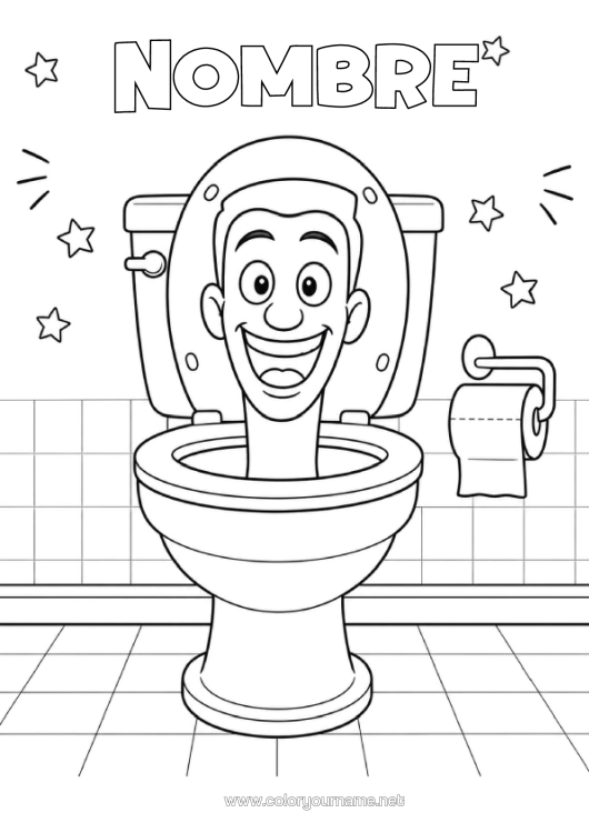 Dibujo para colorear para imprimir Cartoon Cabeza Brainrot Wc
