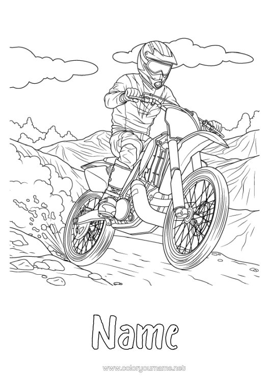 Colouring page to print Sport Motorbike Complex Colouring Pages Two-Wheeled Vehicles Motor Sports