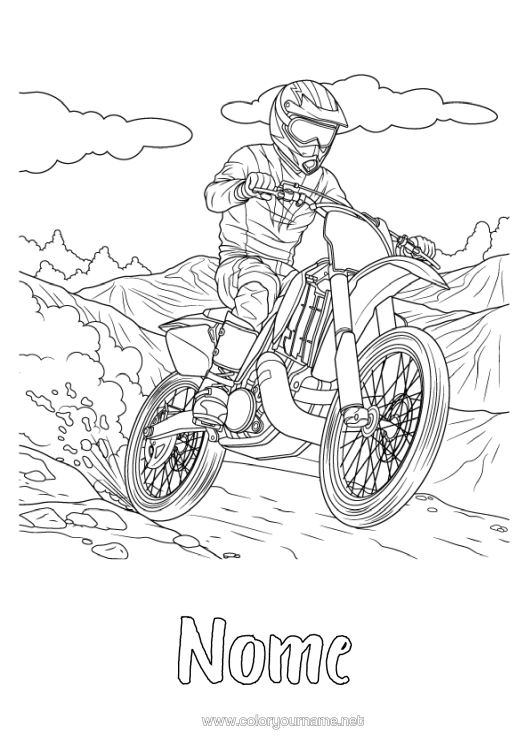 Página de desenho para imprimir Esporte Motocicleta Colorações Complexas Veículos De Duas Rodas Esportes Motorizados