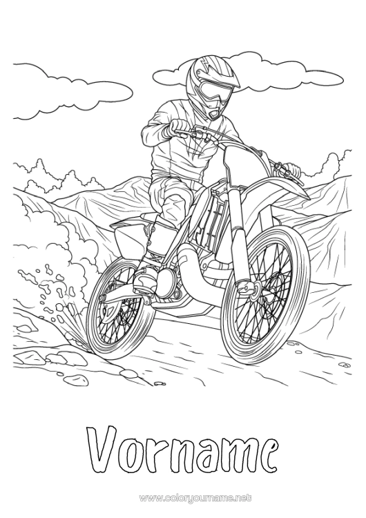 Malvorlage zum Ausdrucken Sport Motorrad Komplexe Ausmalbilder Zweiräder Motorsportarten