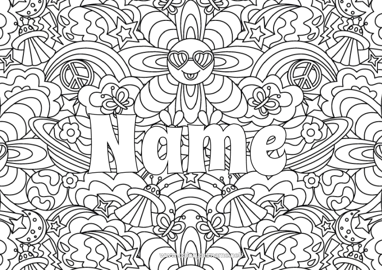 Colouring page to print Summer Sun Butterfly Space Rainbow Extraterrestrial Planets And Solar System Moon Complex Colouring Pages Zentangle Insects Astronomy Sunglasses