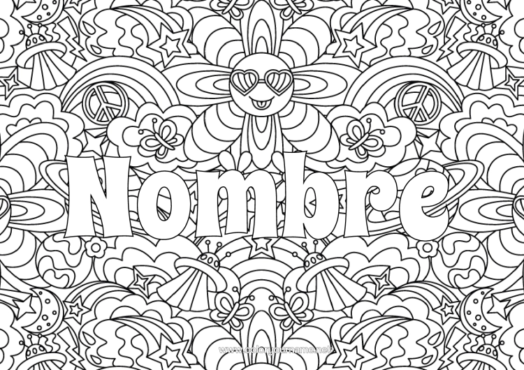 Dibujo para colorear para imprimir Verano Sol Mariposa Espacio Arcoíris Extraterrestre Planetas Y Sistema Solar Luna Dibujos Complejos Para Colorear Zentangle Insectos Astronomía Gafas De Sol