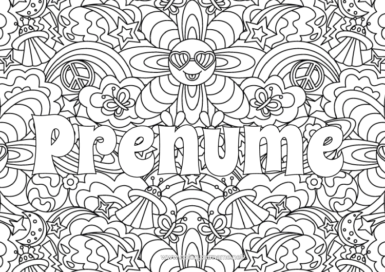 Pagină de colorat de imprimat Vara Soare Fluture Spațiu Curcubeu Extraterestru Planete Și Sistemul Solar Lună Desene De Colorat Complexe Zentangle Insecte Astronomie Ochelari De Soare