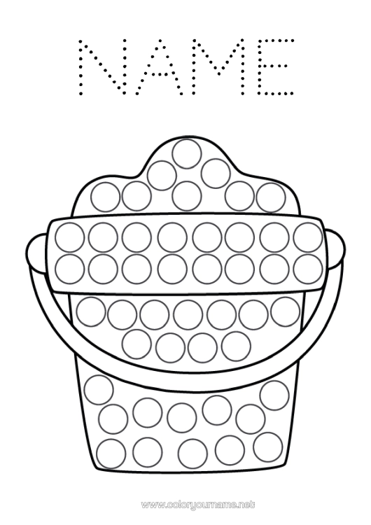 Colouring page to print Children's Activities Spot Markers Easy Colouring Pages Beach Bucket Games And Toys