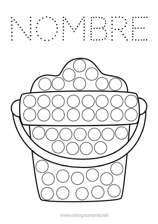 Dibujo para colorear para imprimir Actividades Para Niños Marcadores De Puntos Dibujos Fáciles Para Colorear Cubo De Playa Juegos Y Juguetes