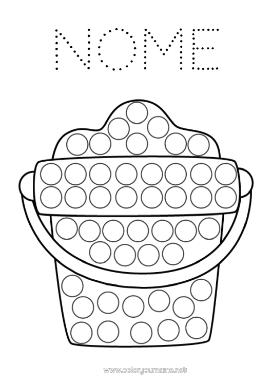 Pagina da colorare da stampare Attività Per Bambini Marker A Punti Disegni Da Colorare Facili Secchio Da Spiaggia Giochi E Giocattoli
