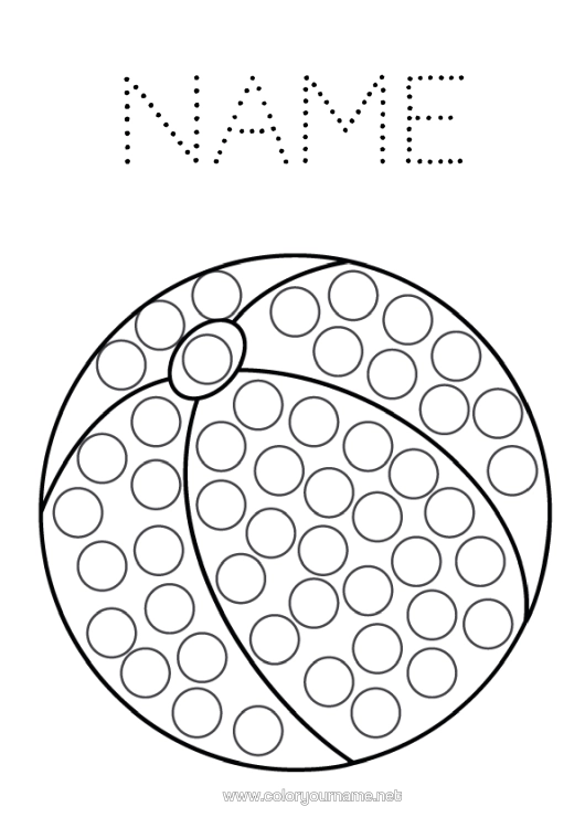 Colouring page to print Balloons Children's Activities Spot Markers Easy Colouring Pages Beach Ball Games And Toys