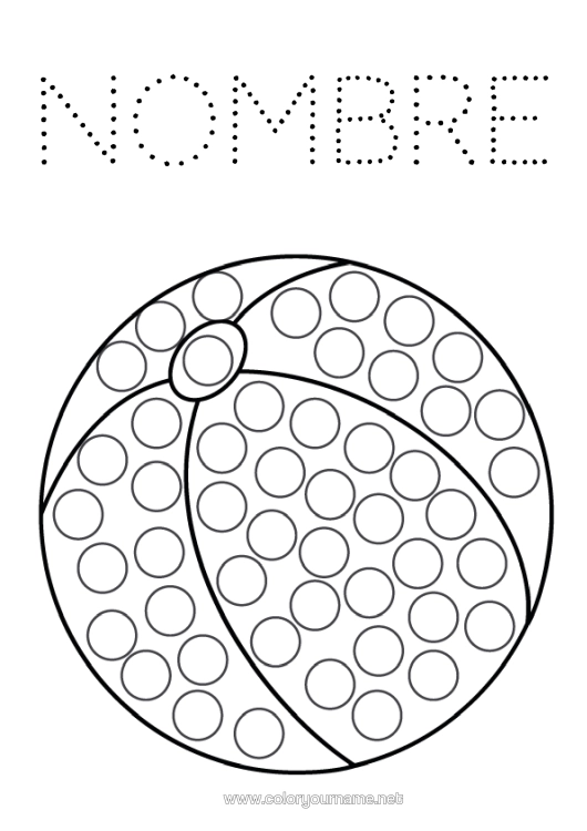 Dibujo para colorear para imprimir Globos Actividades Para Niños Marcadores De Puntos Dibujos Fáciles Para Colorear Balón De Playa Juegos Y Juguetes