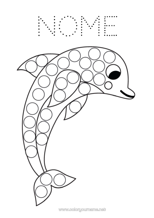 Página de desenho para imprimir Atividades Para Crianças Animal Golfinho Marcadores De Pontos Desenhos Para Colorir Fáceis Animais Marinhos Ou Aquáticos