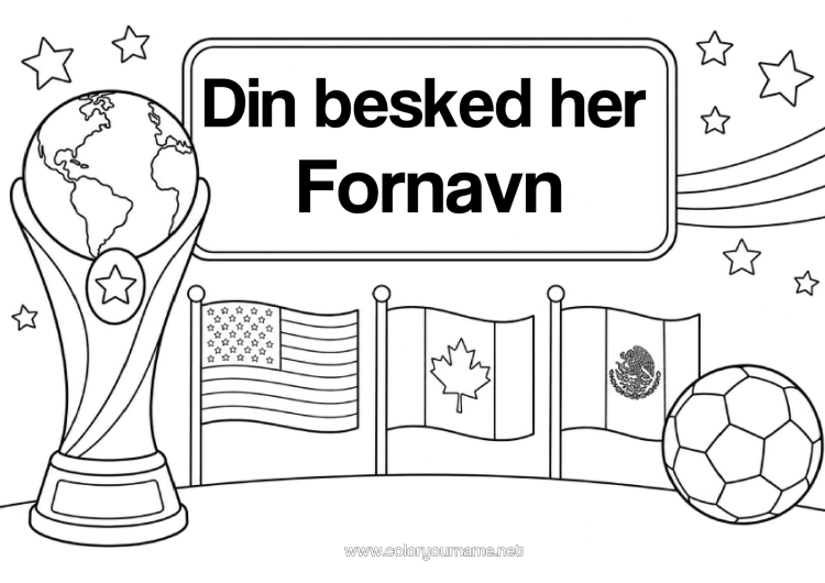 Farvelægningssiden til udskrivning Fodbold Pokalen, Trofæet, Medaljen Flag Konkurrencer Og Priser Pokalen, Trofæet