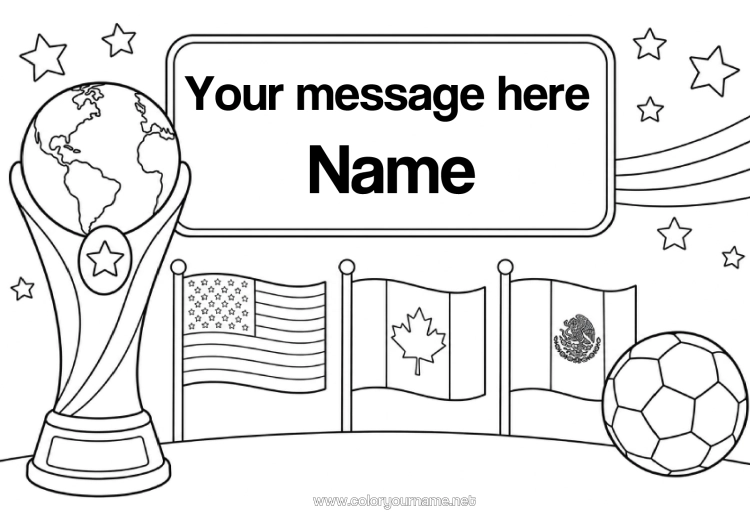 Colouring page to print Football Cup, Trophy, Medal Flag Competitions And Awards Cup, Trophy