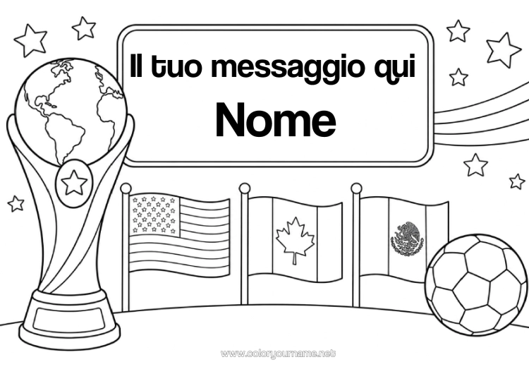 Pagina da colorare da stampare Palla Da Calcio Coppa, Trofeo, Medaglia Bandiera Competizioni E Premi Coppa, Trofeo