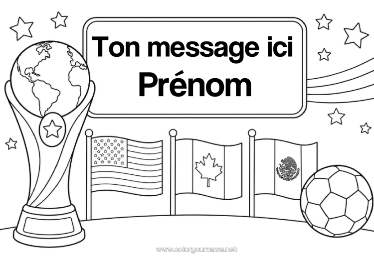 Coloriage à imprimer Ballon De Foot Coupe, Trophée, Médaille Drapeau Compétitions Et Récompenses Coupe, Trophé
