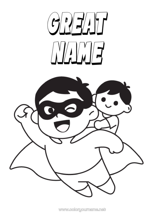 Colouring page to print Dad Hero Child Easy Colouring Pages