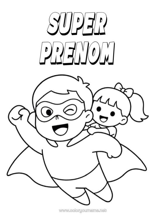 Coloriage à imprimer Papa Fille Héros Coloriages Faciles