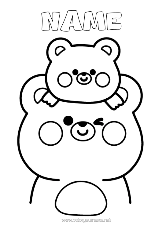 Coloring page to print Bear Dad Animal Teddy Bear Forest Animals Animal Family Baby Animal