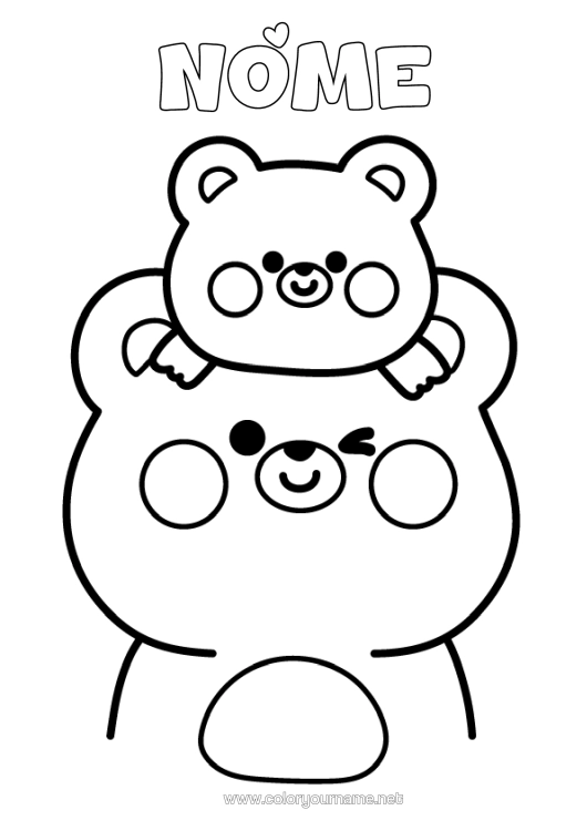 Pagina da colorare da stampare Orso Papà Animale Orsetto Animali Della Foresta Famiglia Di Animali Cucciolo
