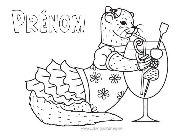 Coloriage à imprimer Boisson Animaux Marins Ou Aquatique Cocktail Loutre