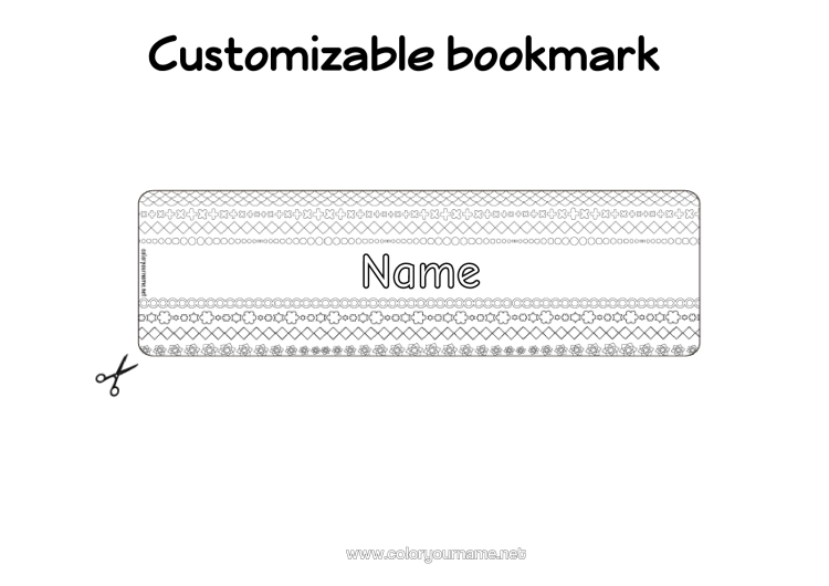Coloring page to print Children's Activities Bookmark Geometric Shapes