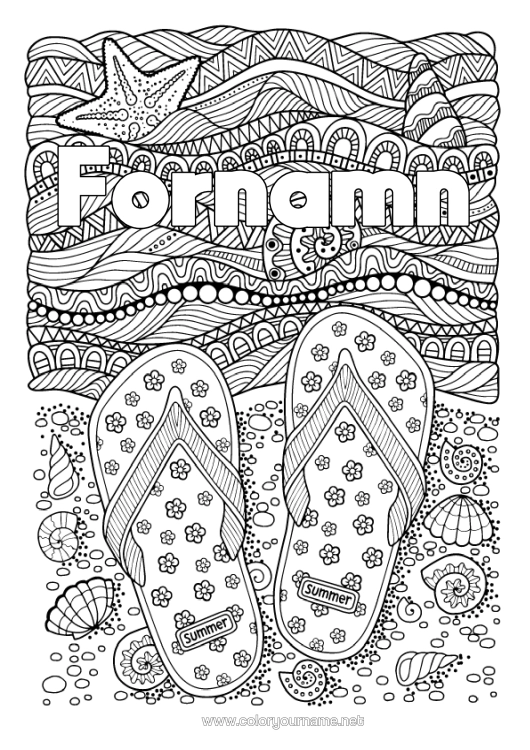 Färgläggningssida att skriva ut Snäckor Tunga Komplexa Målarbilder Zentangle Sjöstjärna Marina Djur Eller Vattenlevande Djur Vågor