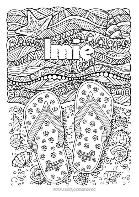 Kolorowanka do wydruku Muszle Szczypce Złożone Kolorowanki Zentangle Gwiazda Morska Zwierzęta Morskie Lub Wodne Fale