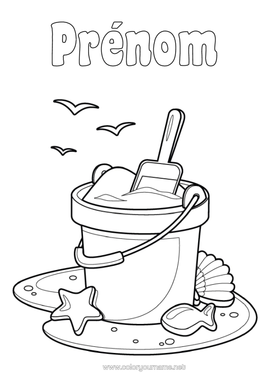 Coloriage à imprimer Coquillages Animaux Marins Ou Aquatique Seau De Plage Jeux Et Jouets