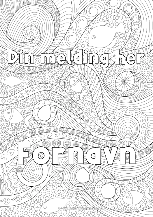 Fargeleggingssiden til utskrift Fisk Komplekse Fargelegginger Zentangle Marin Eller Akvatisk Dyr Bølger