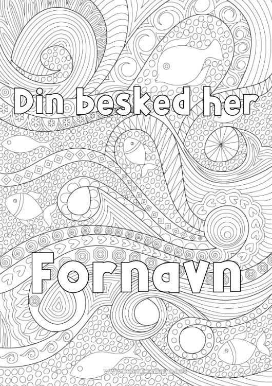 Farvelægningssiden til udskrivning Fisk Komplekse Farvelægninger Zentangle Havdyr Eller Vandlevende Dyr Bølger