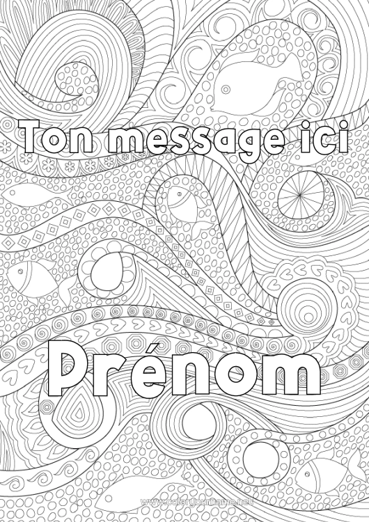 Coloriage à imprimer Poisson Coloriages Complexes Zentangle Animaux Marins Ou Aquatique Vagues