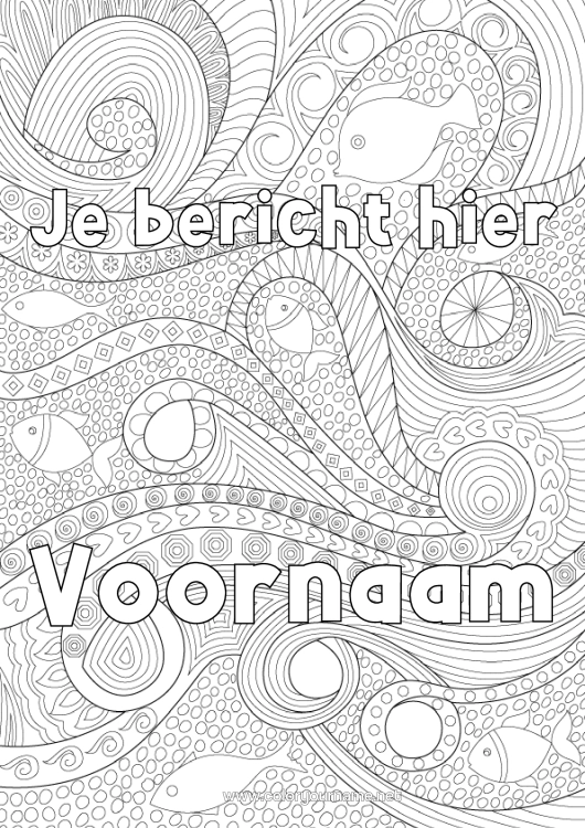 Kleurplaat om af te drukken Vis Complex Kleurplaten Zentangle Zeedieren Golven