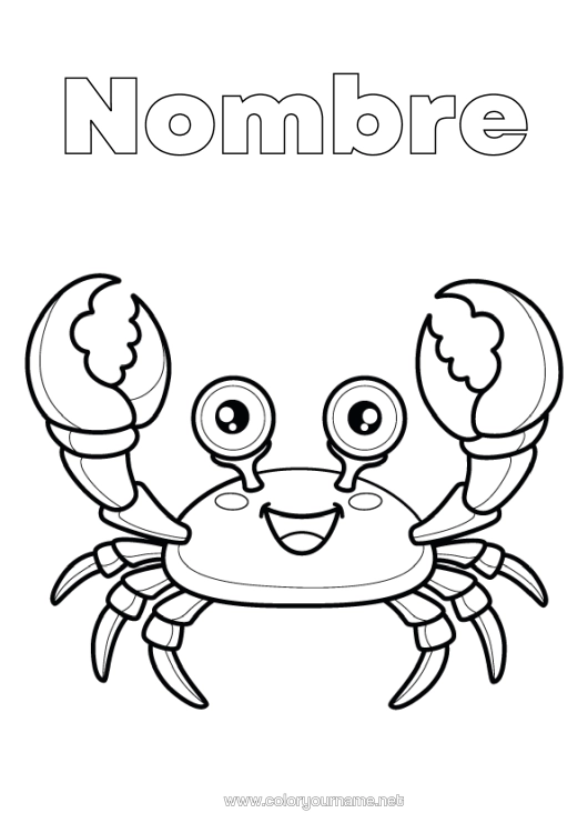 Dibujo para colorear para imprimir Cangrejo Animales Marinos O Acuáticos
