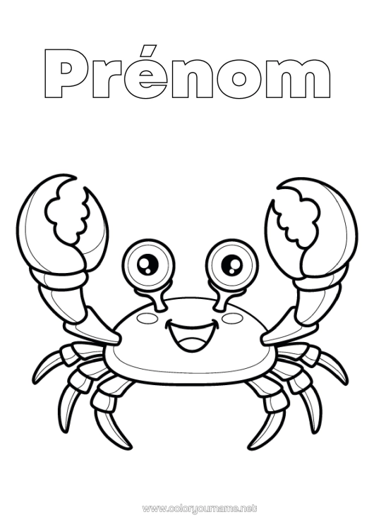 Coloriage à imprimer Crabe Animaux Marins Ou Aquatique