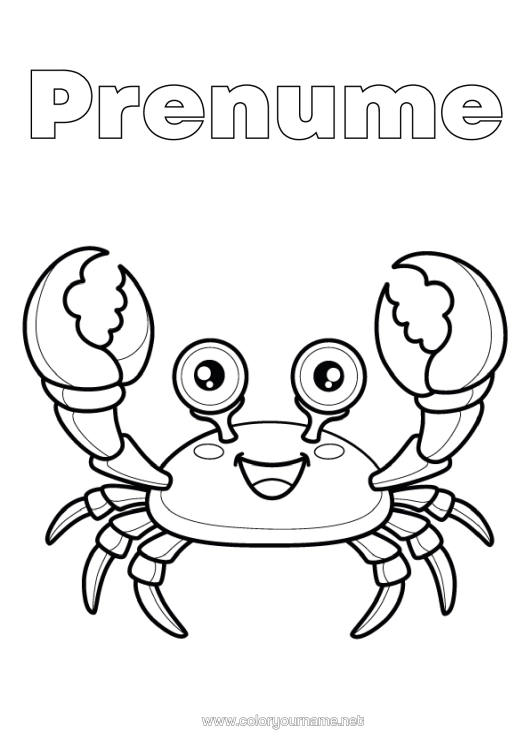 Pagină de colorat de imprimat Crab Animale Marine Sau Acvatice