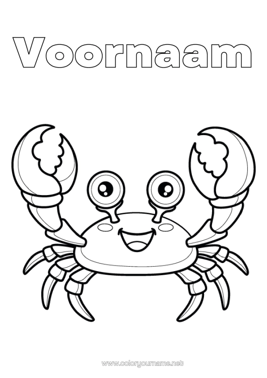Kleurplaat om af te drukken Krab Zeedieren