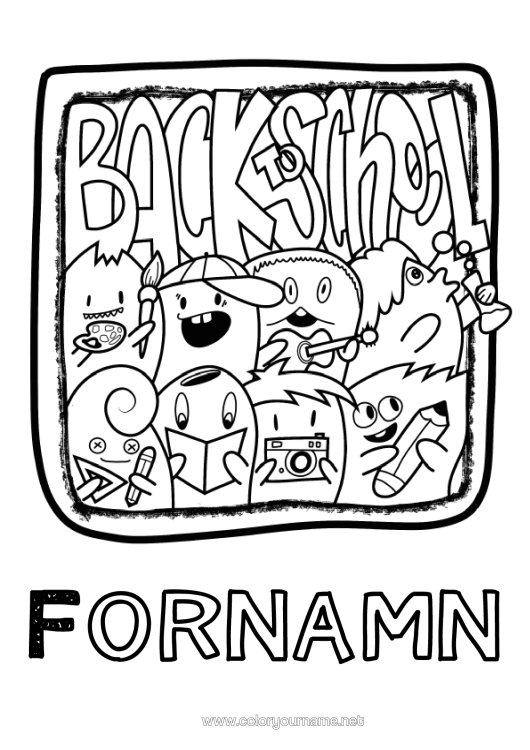 Färgläggningssida att skriva ut Monster Ramar Back To School