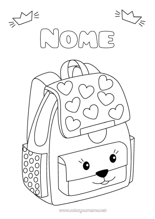 Pagina da colorare da stampare Cuore Kawaii Cartella