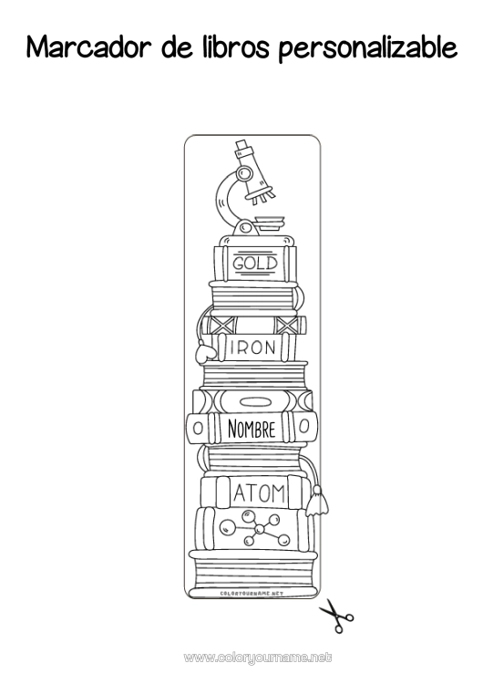 Dibujo para colorear para imprimir Marcador Escuela Libro Lectura Ciencia Microscopio