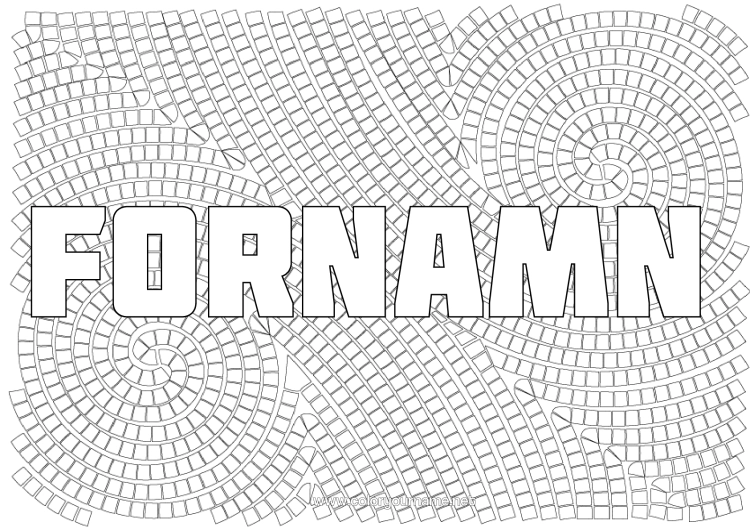 Färgläggningssida att skriva ut Konst Geometriska Former Mosaiker Dekorativ Bakgrund Torg