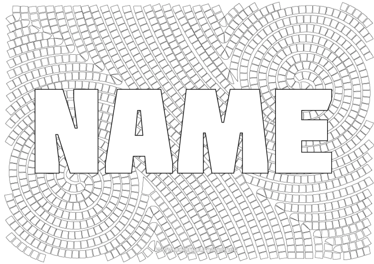Colouring page to print Art Geometric Shapes Mosaics Decorative Background Square