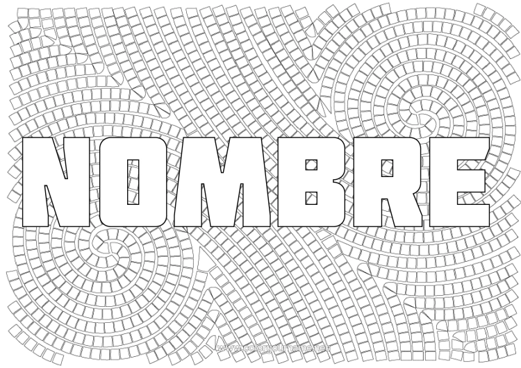 Dibujo para colorear para imprimir Arte Formas Geométricas Mosaicos Fondo Decorativo Cuadrado