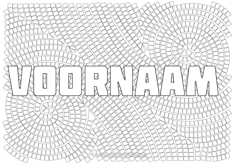 Kleurplaat om af te drukken Kunst Geometrische Vormen Mozaïeken Decoratieve Achtergrond Vierkant