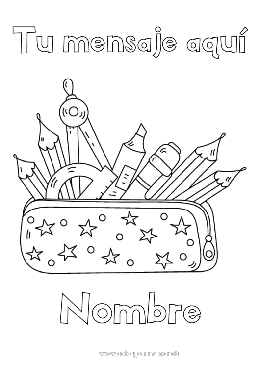 Dibujo para colorear para imprimir Lápiz De Color Lápiz Útiles Escolares Estuche Transportador Compass