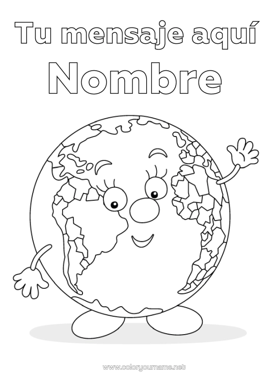 Dibujo para colorear para imprimir Geografía Tierra Día De La Tierra Globo Terráqueo Cartoon
