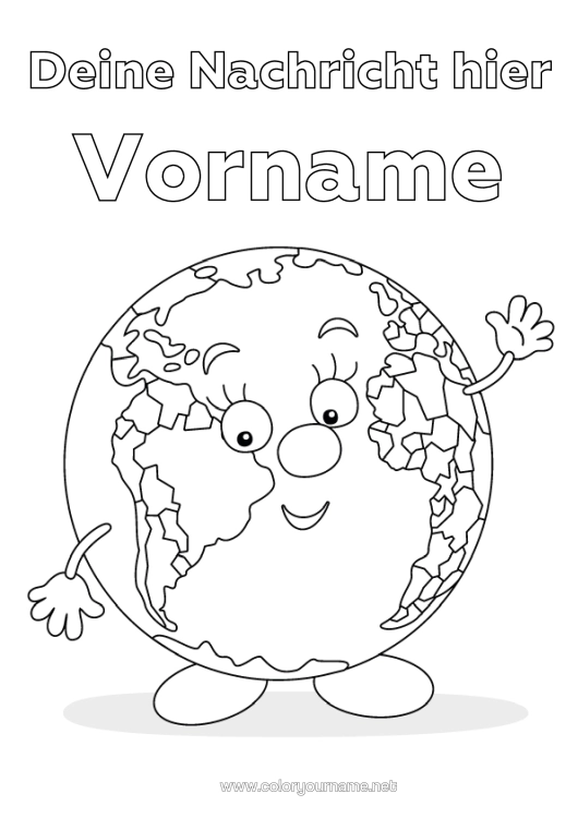 Malvorlage zum Ausdrucken Geografie Erde Tag Der Erde Erdball Karikatur