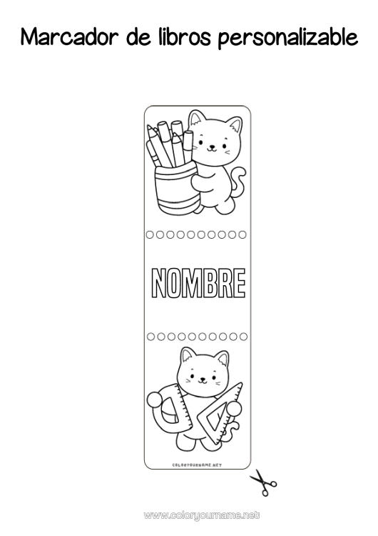 Dibujo para colorear para imprimir Cat Kawaii Marcador Escuela Perros Y Gatos Útiles Escolares Escuadra Transportador Tarro De Lápices